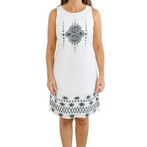 Akkriti Dress Sleeveless‎ Casual White Black Print Boho Summer S
